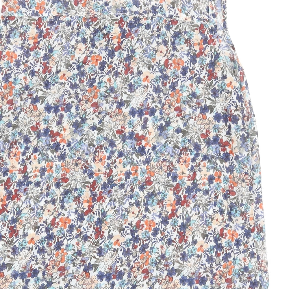 F&F Womens Multicoloured Floral Cotton Basic Tank Size 12 Scoop Neck
