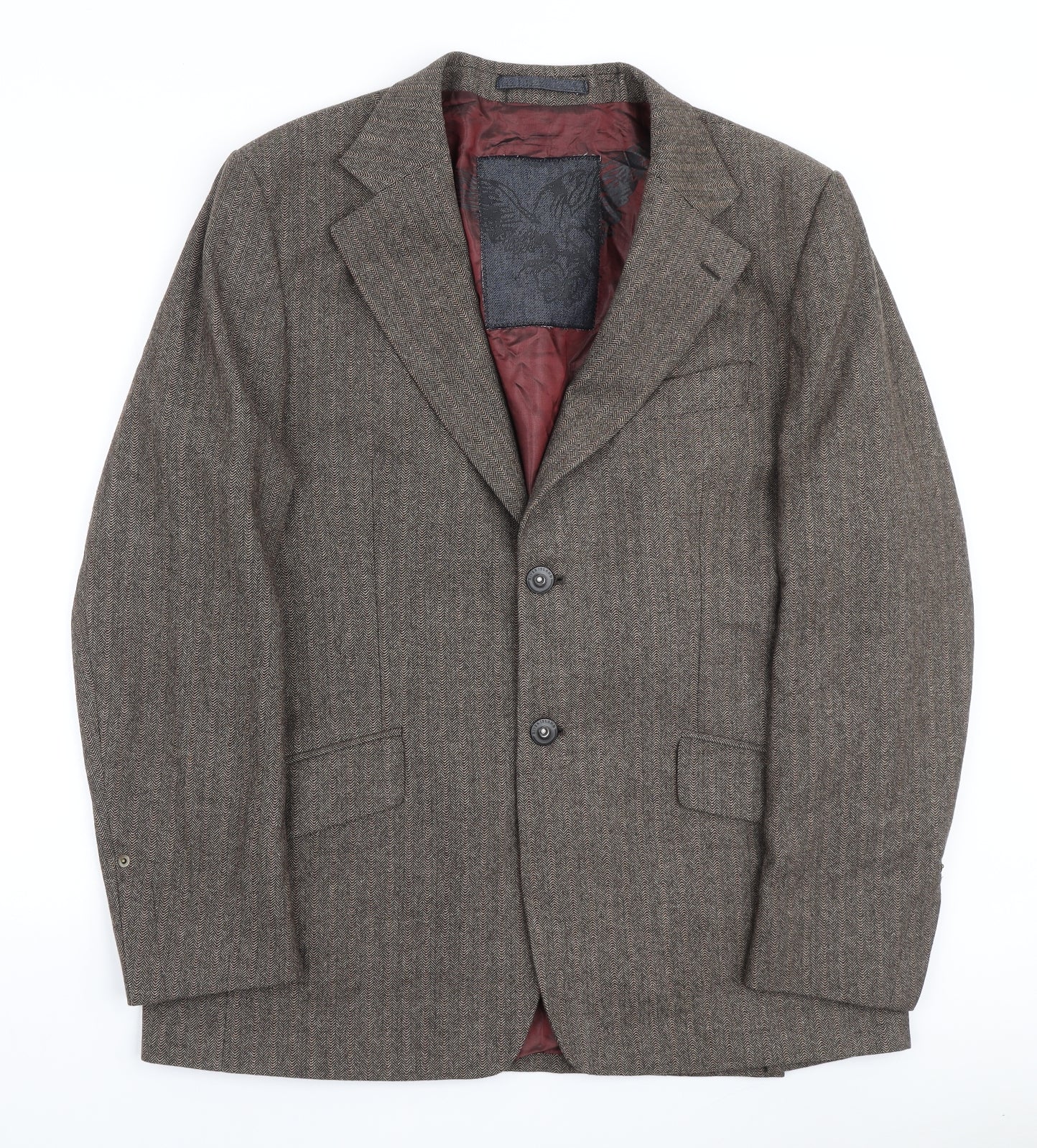 River Island Mens Brown Herringbone Polyester Blazer