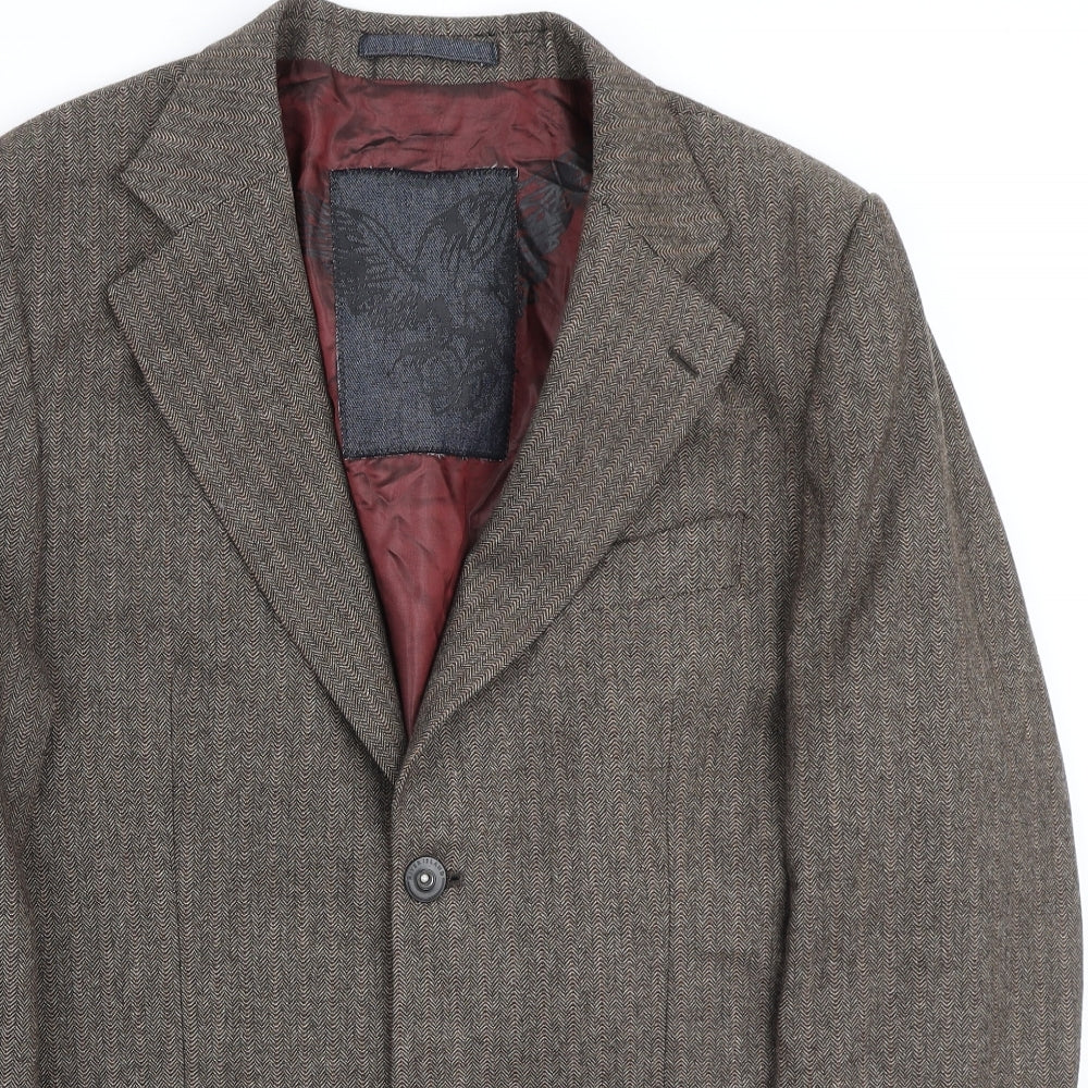 River Island Mens Brown Herringbone Polyester Blazer