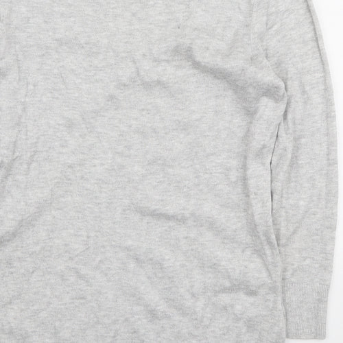 Laura Ashley Womens Grey V-Neck Viscose Pullover Jumper Size 12 - Bow Detail