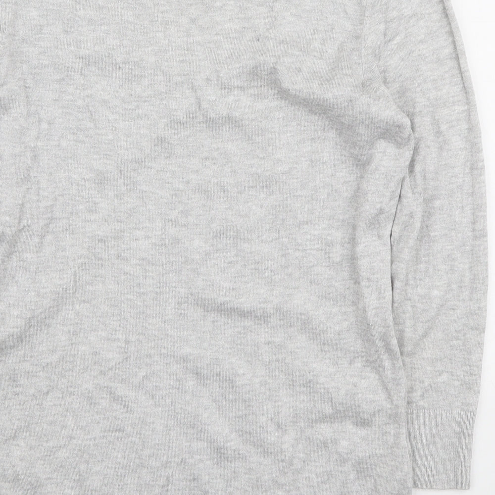 Laura Ashley Womens Grey V-Neck Viscose Pullover Jumper Size 12 - Bow Detail