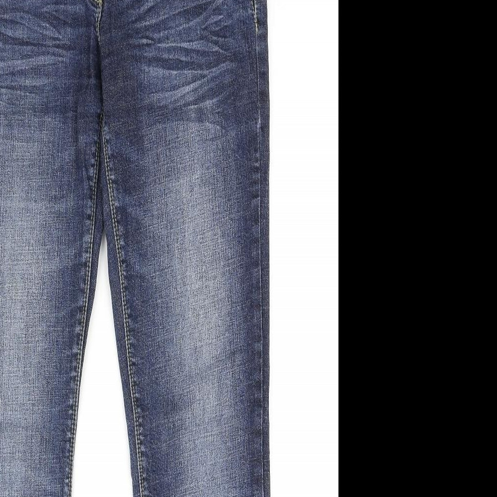 NEXT Womens Blue Cotton Bootcut Jeans Size 12 L30 in Regular Zip