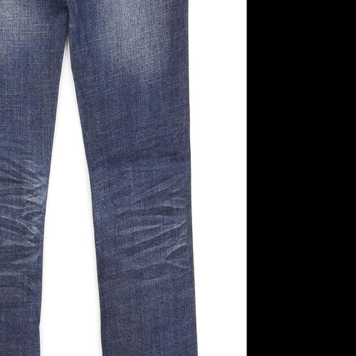 NEXT Womens Blue Cotton Bootcut Jeans Size 12 L30 in Regular Zip