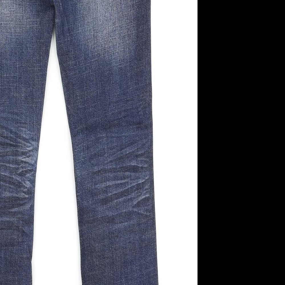 NEXT Womens Blue Cotton Bootcut Jeans Size 12 L30 in Regular Zip