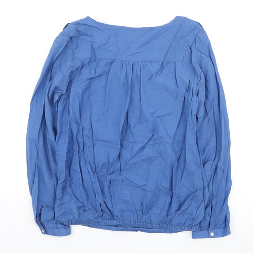 Dunnes Stores Womens Blue Cotton Basic Blouse Size 12 Collared