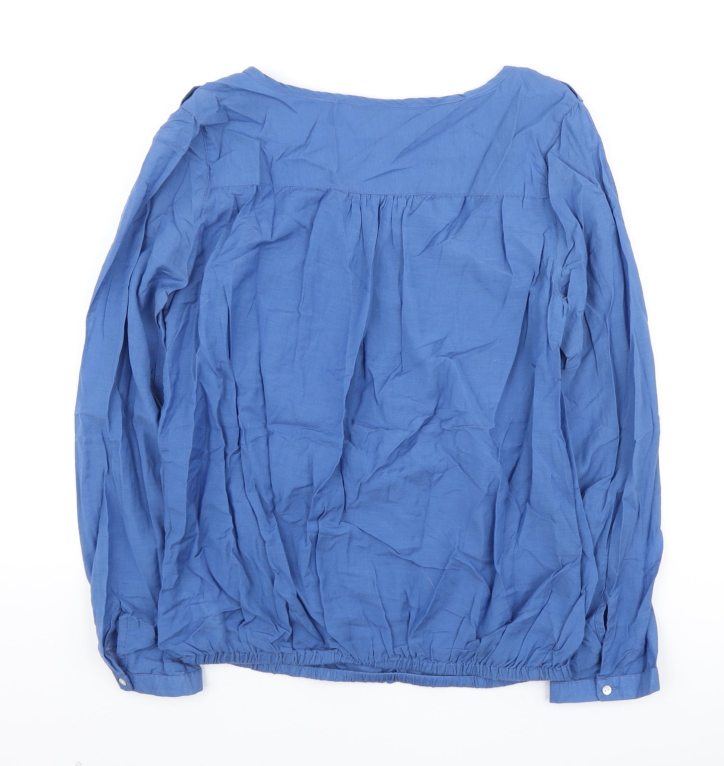 Dunnes Stores Womens Blue Cotton Basic Blouse Size 12 Collared