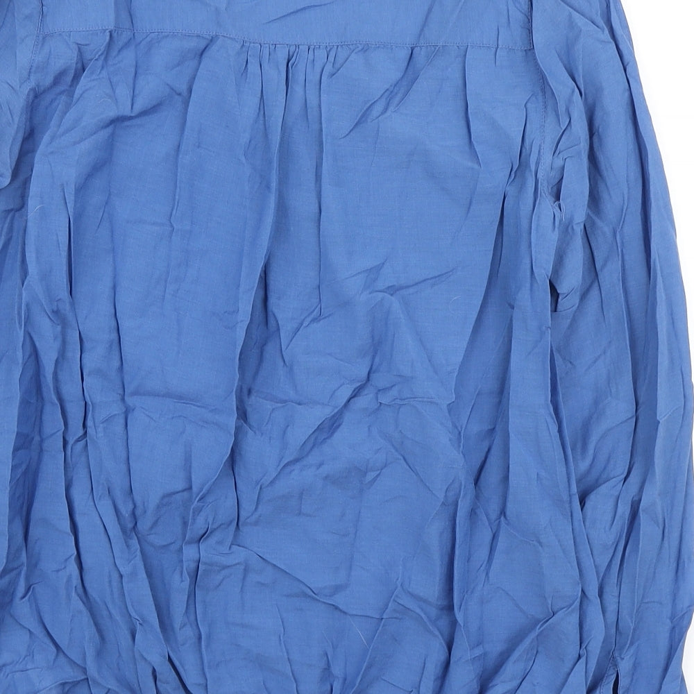 Dunnes Stores Womens Blue Cotton Basic Blouse Size 12 Collared