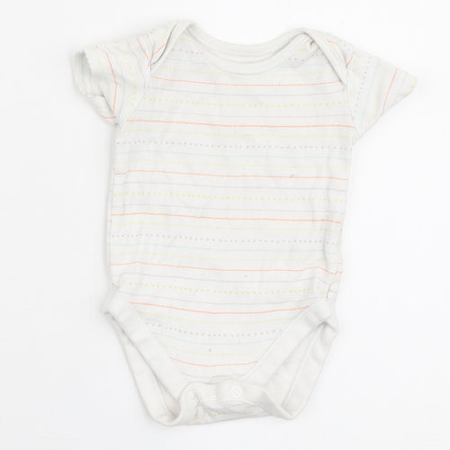 Nutmeg Baby White Striped Cotton Babygrow One-Piece Size 3-6 Months Snap