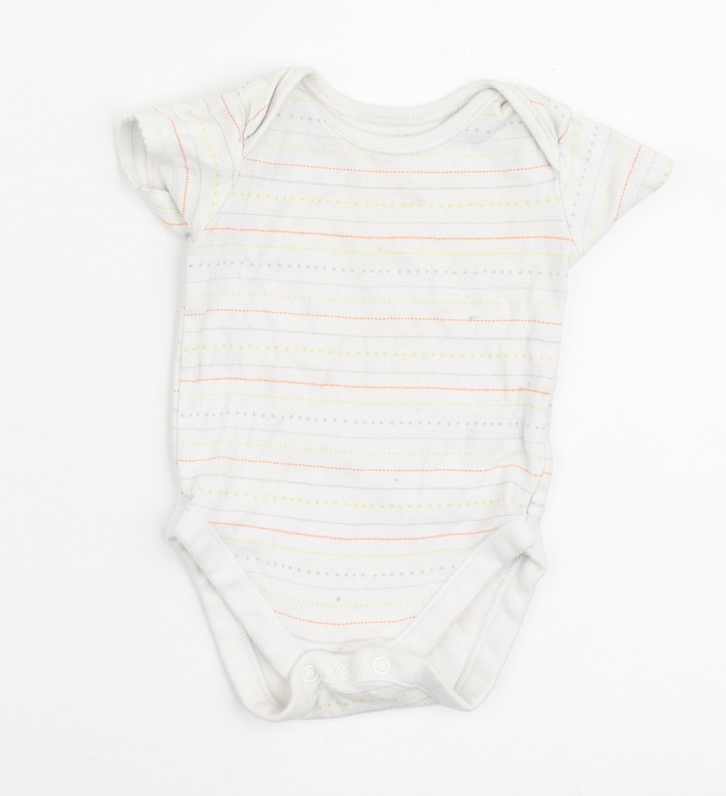 Nutmeg Baby White Striped Cotton Babygrow One-Piece Size 3-6 Months Snap