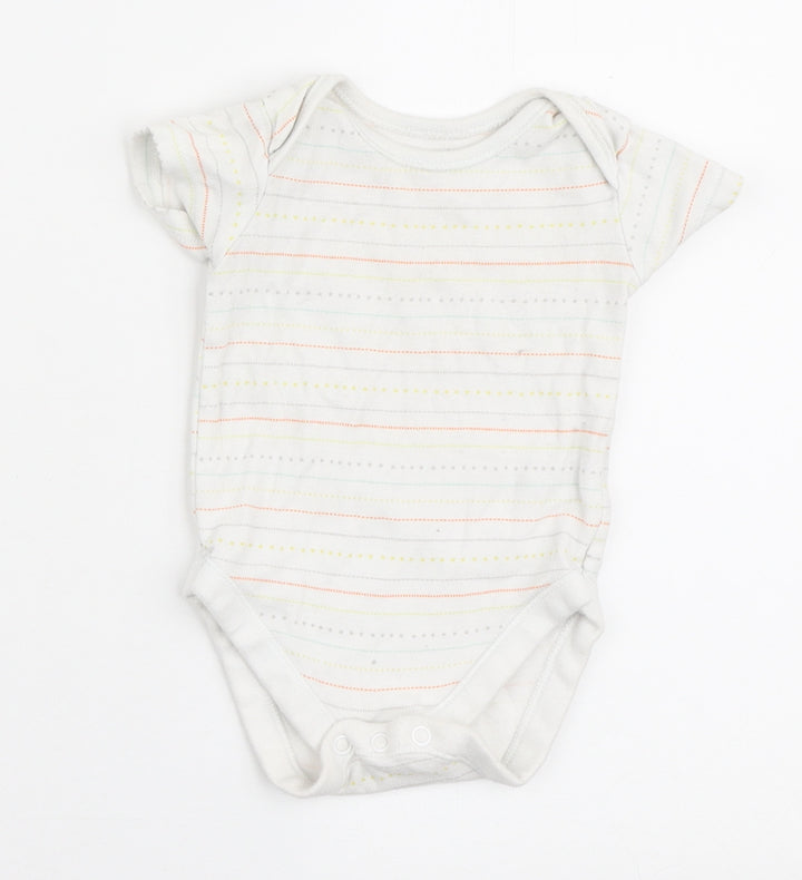 Nutmeg Baby White Striped Cotton Babygrow One-Piece Size 3-6 Months Snap