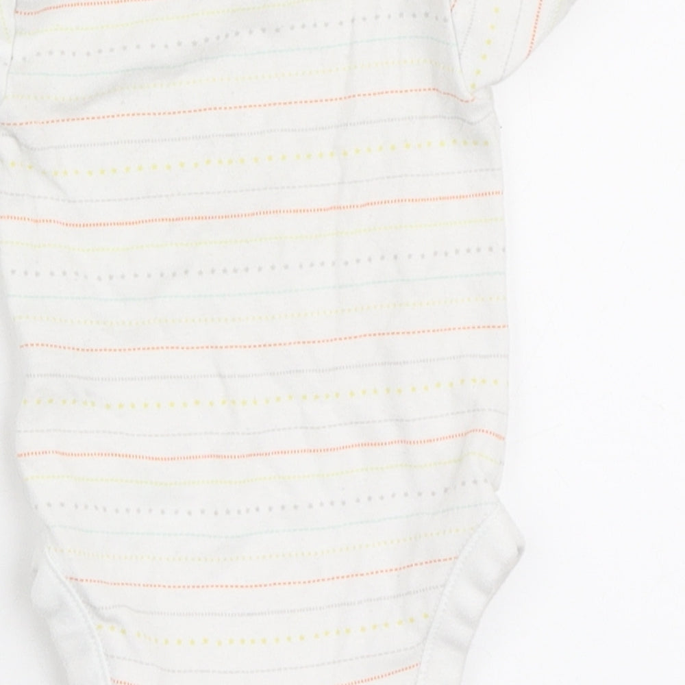 Nutmeg Baby White Striped Cotton Babygrow One-Piece Size 3-6 Months Snap