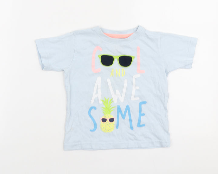 Urban Rascals Boys Blue Cotton Basic T-Shirt Size 12-18 Months Round Neck - Cool and Awesome