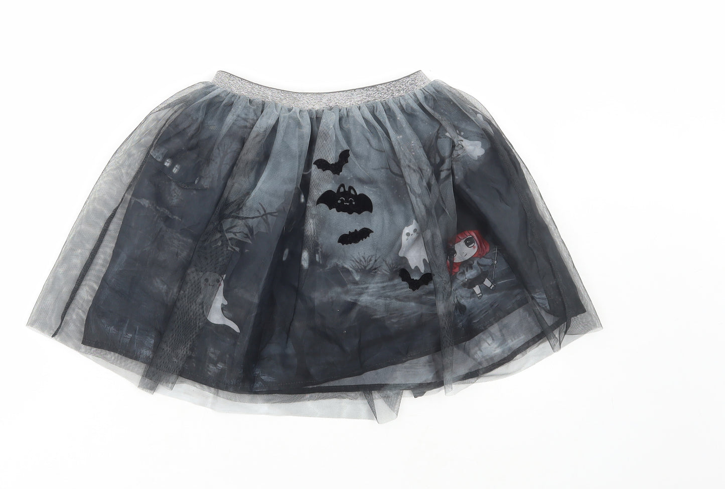 H&M Girls Black Polyester Tutu Skirt Size 7-8 Years Regular Pull On - Halloween