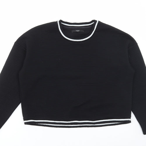 NEXT Womens Black Round Neck Polyester Pullover Jumper Size 14 - Ribbed