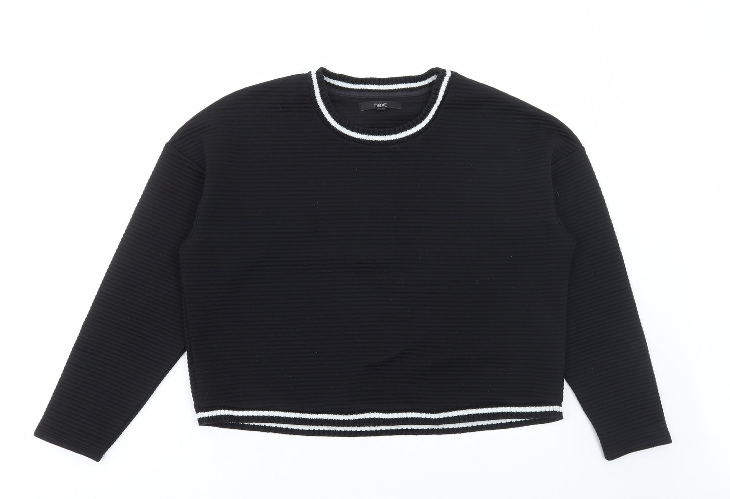 NEXT Womens Black Round Neck Polyester Pullover Jumper Size 14 - Ribbed