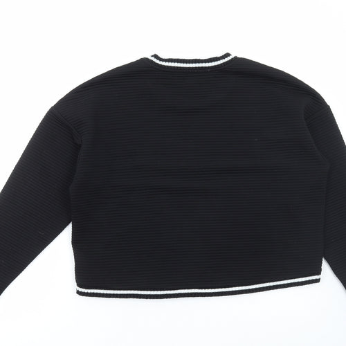 NEXT Womens Black Round Neck Polyester Pullover Jumper Size 14 - Ribbed