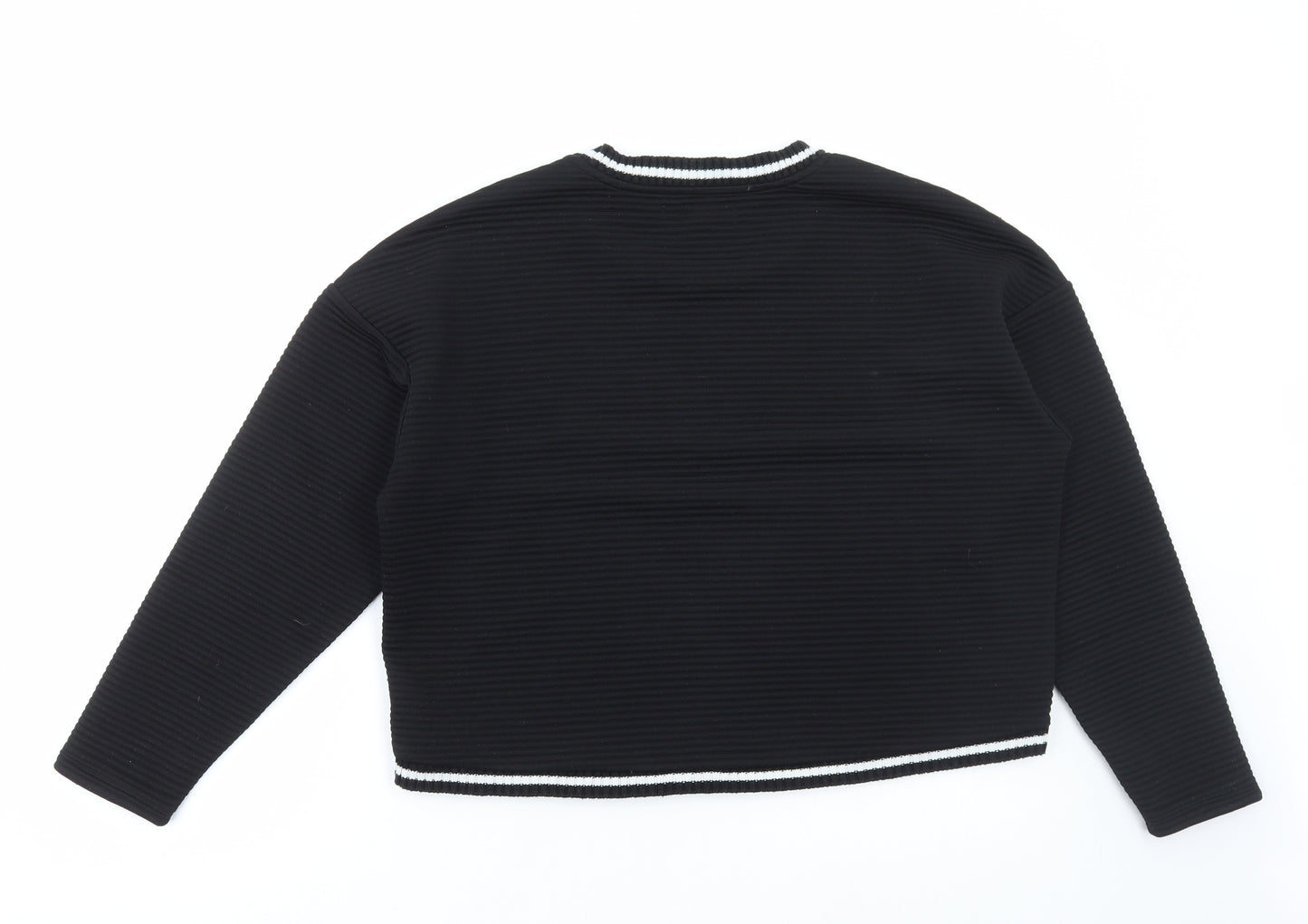 NEXT Womens Black Round Neck Polyester Pullover Jumper Size 14 - Ribbed