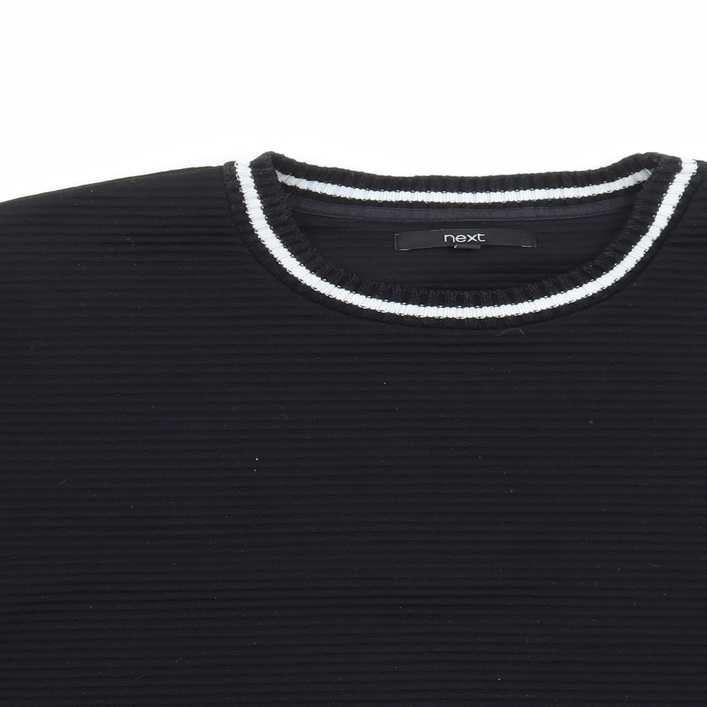 NEXT Womens Black Round Neck Polyester Pullover Jumper Size 14 - Ribbed