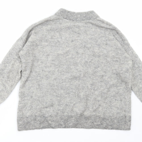 H&M Womens Grey Crew Neck Polyamide Pullover Jumper Size M