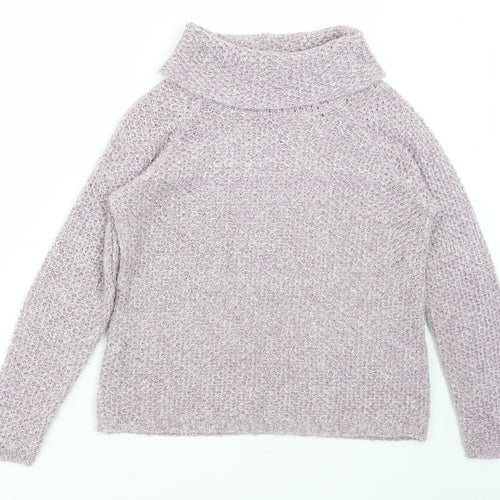 M&Co Womens Purple Roll Neck Acrylic Pullover Jumper Size 10