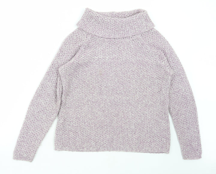 M&Co Womens Purple Roll Neck Acrylic Pullover Jumper Size 10