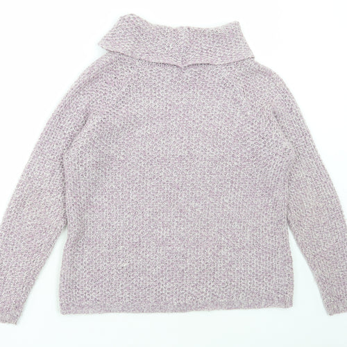 M&Co Womens Purple Roll Neck Acrylic Pullover Jumper Size 10