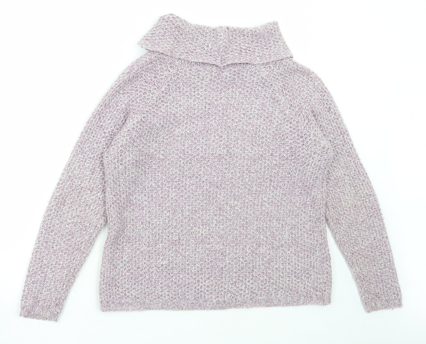 M&Co Womens Purple Roll Neck Acrylic Pullover Jumper Size 10