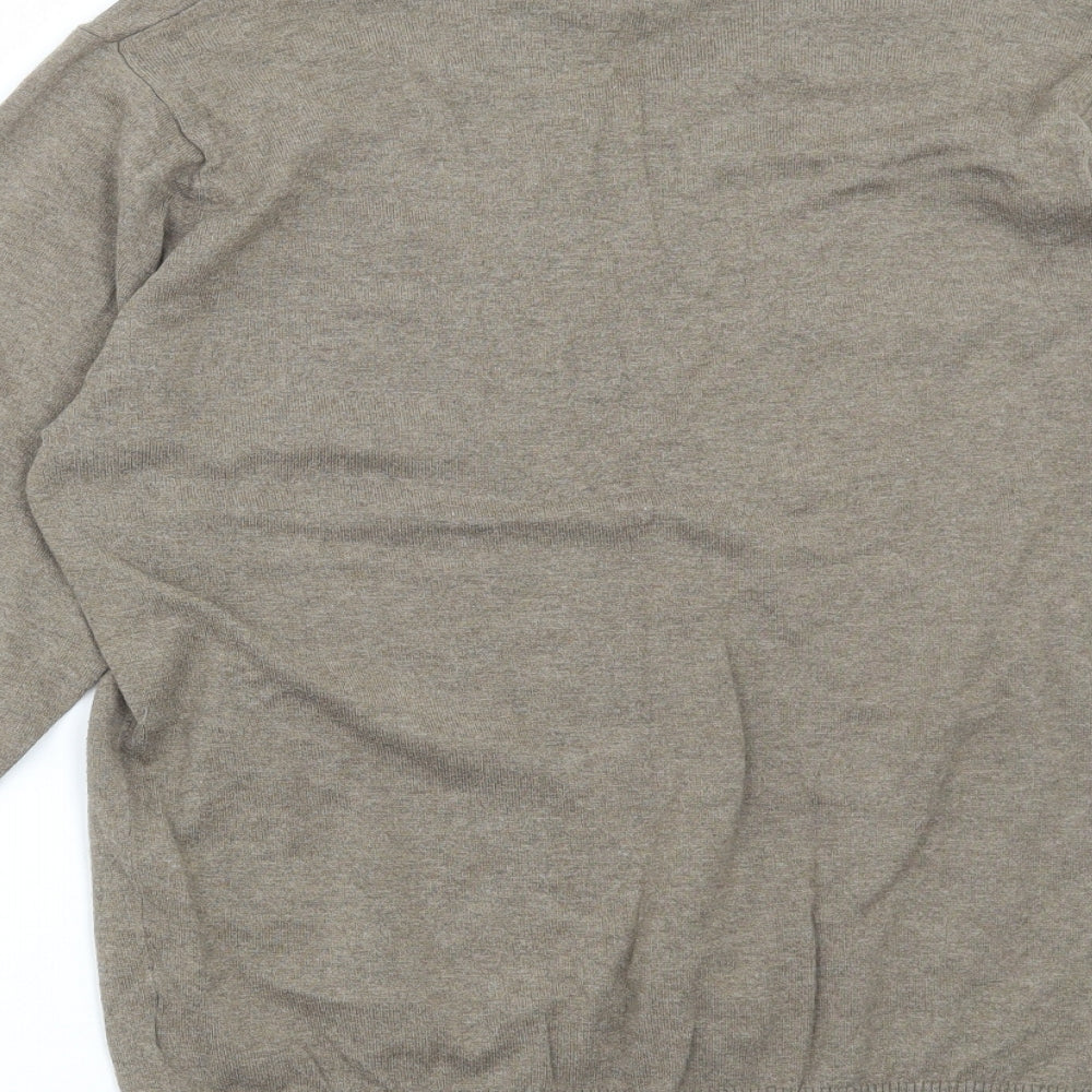 NEXT Mens Green V-Neck Cotton Pullover Jumper Size S