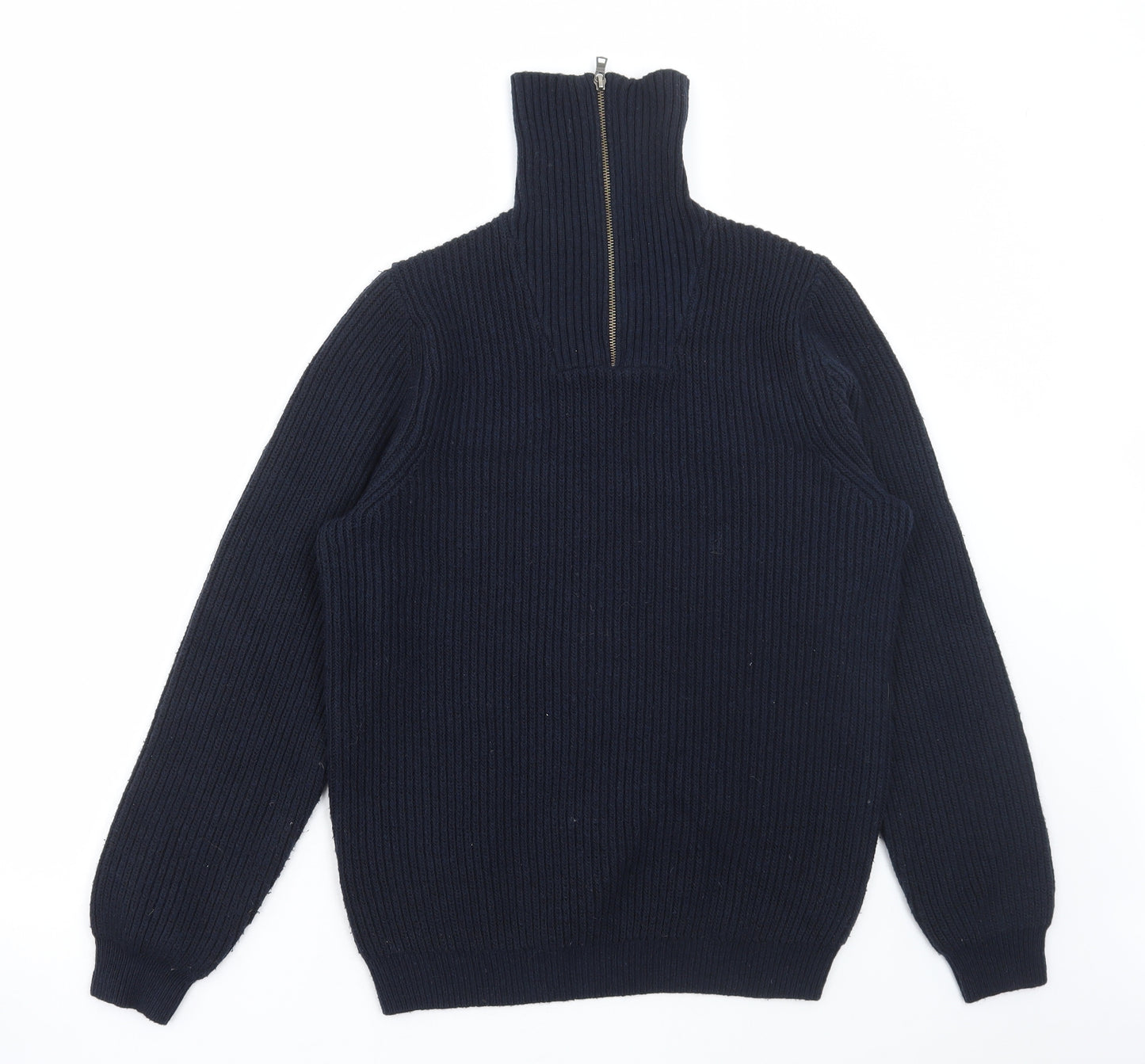 Marks and Spencer Mens Blue Roll Neck Polyester Pullover Jumper Size S