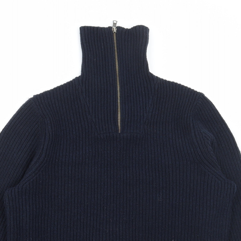 Marks and Spencer Mens Blue Roll Neck Polyester Pullover Jumper Size S