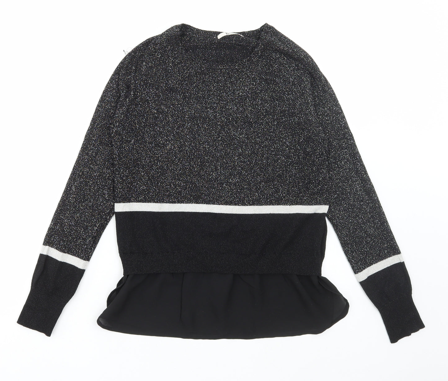 TU Womens Black Round Neck Viscose Pullover Jumper Size 8