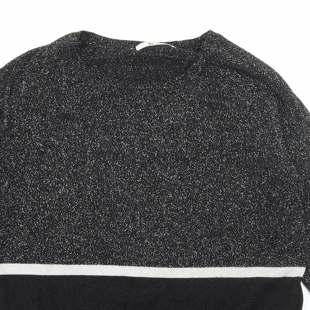 TU Womens Black Round Neck Viscose Pullover Jumper Size 8