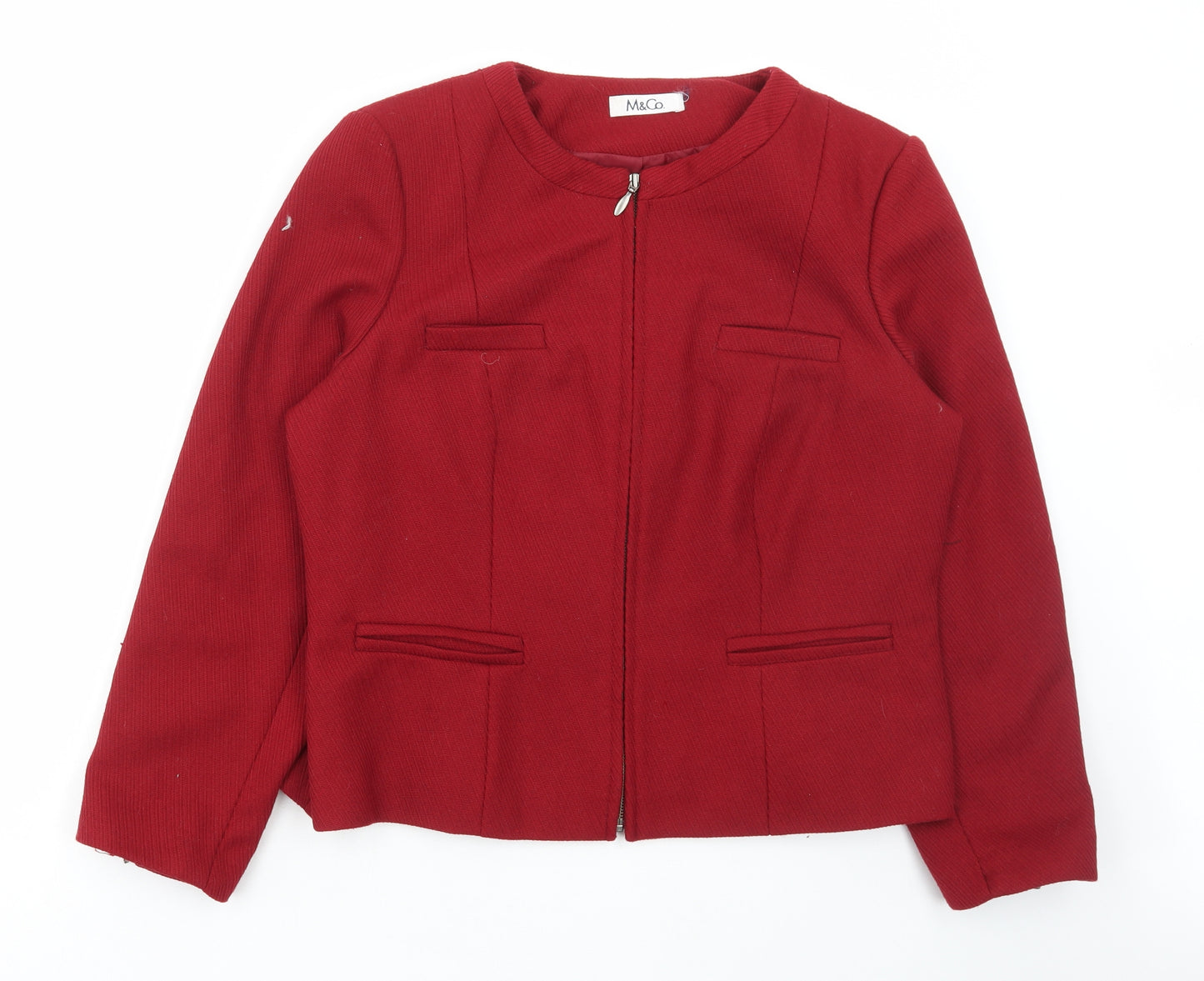M&Co Womens Red Jacket Blazer Size 20 Zip