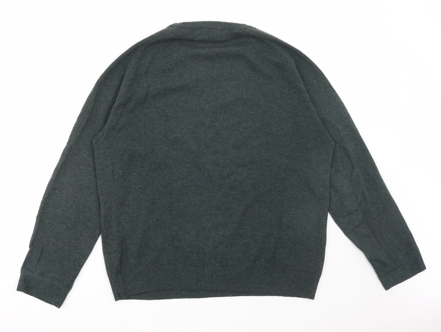 Marks and Spencer Mens Green Round Neck Wool Pullover Jumper Size L