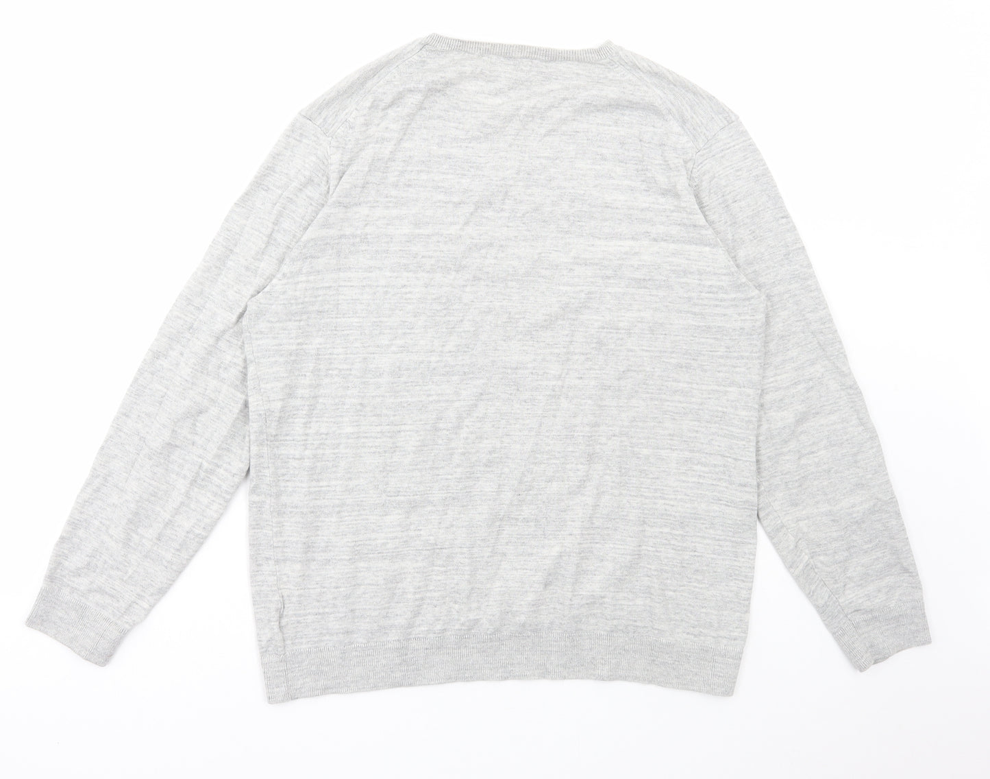 NEXT Mens Grey V-Neck Cotton Pullover Jumper Size L