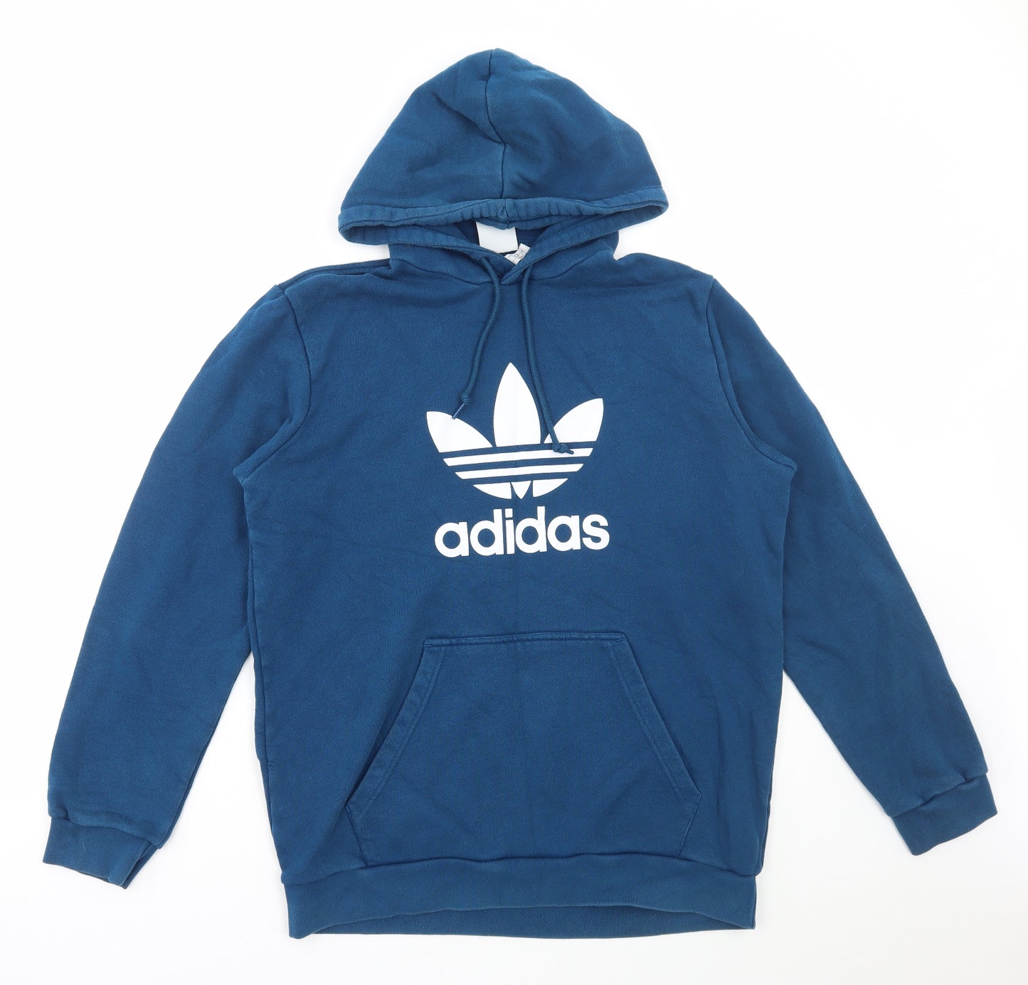 adidas Mens Blue Cotton Pullover Hoodie Size L
