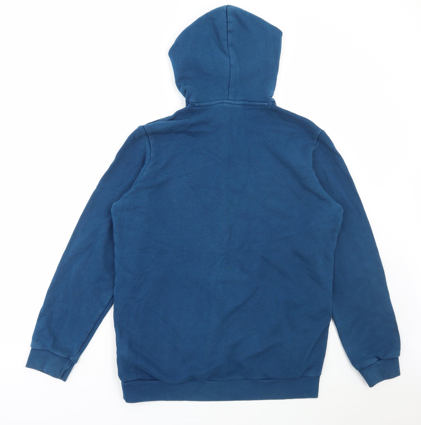 adidas Mens Blue Cotton Pullover Hoodie Size L