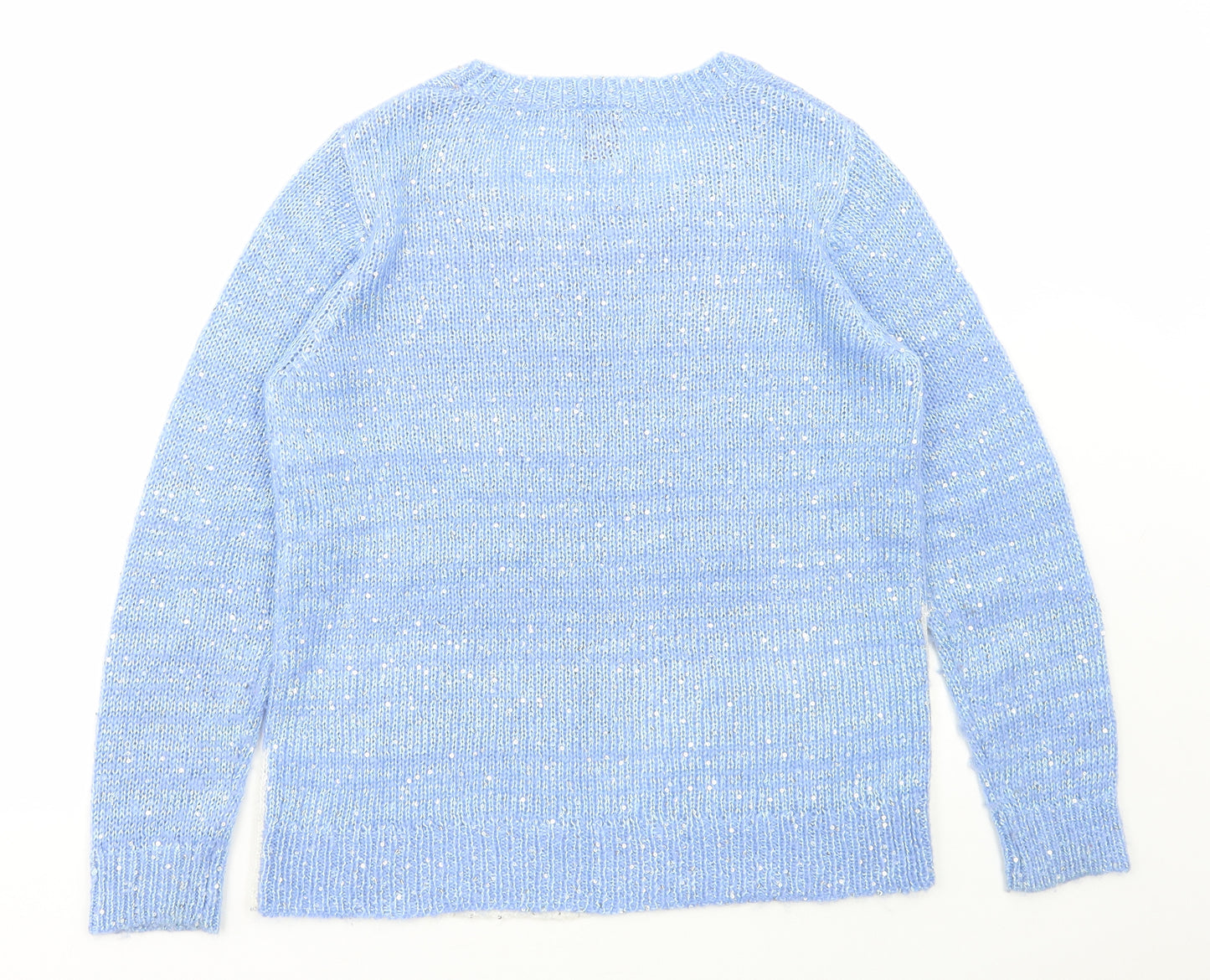 George Womens Blue Round Neck Acrylic Pullover Jumper Size M - Christmas