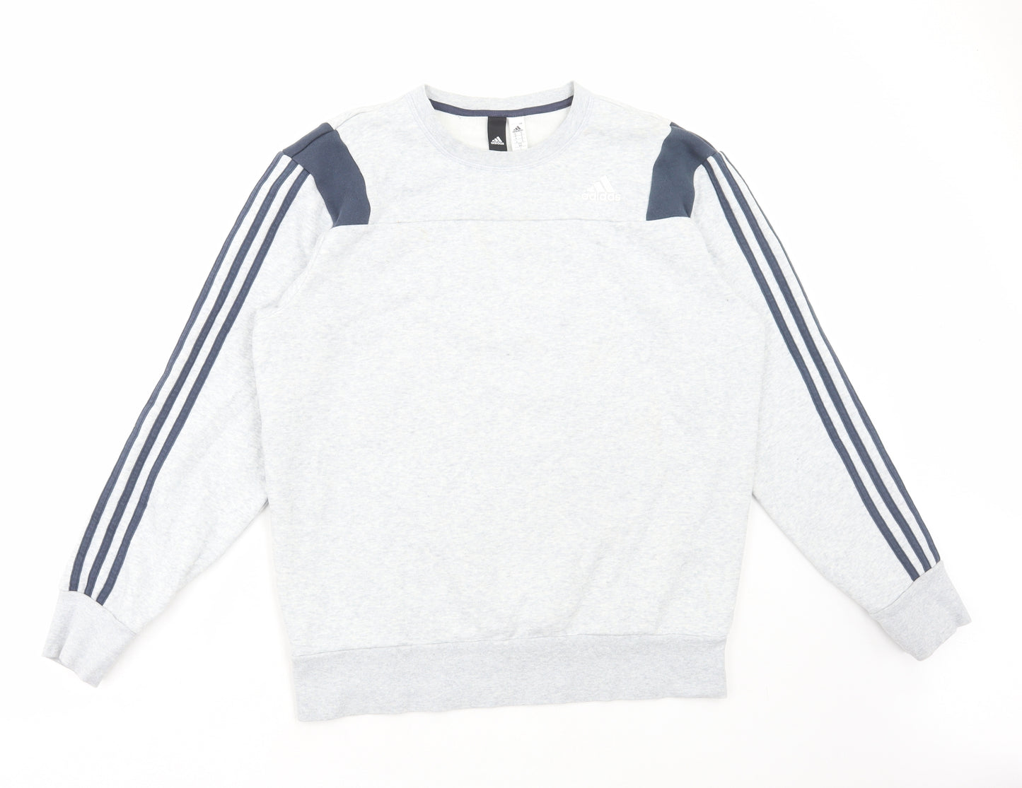 adidas Mens Grey Cotton Pullover Sweatshirt Size M