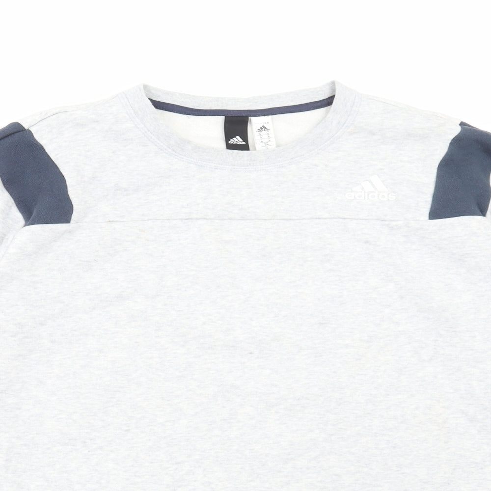adidas Mens Grey Cotton Pullover Sweatshirt Size M