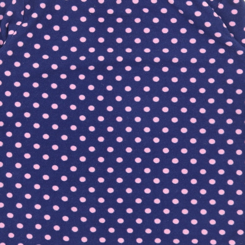 Uniqlo Girls Blue Polka Dot Polyester Basic T-Shirt Size 12 Years High Neck Pullover