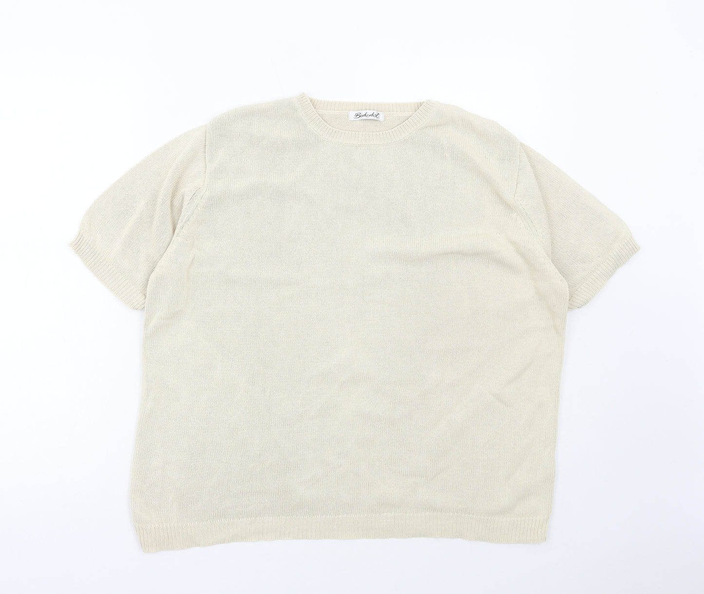 Berkertex Womens Beige Cotton Basic T-Shirt Size 18 Round Neck