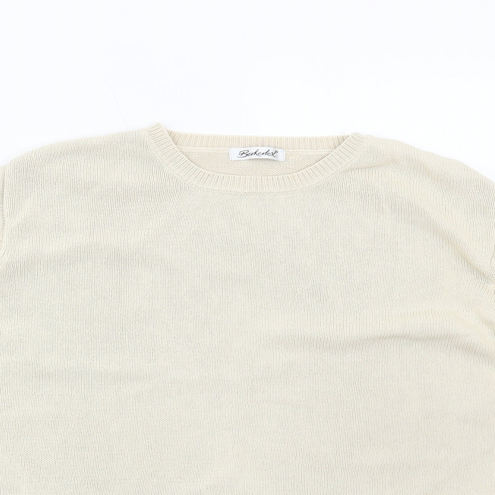 Berkertex Womens Beige Cotton Basic T-Shirt Size 18 Round Neck