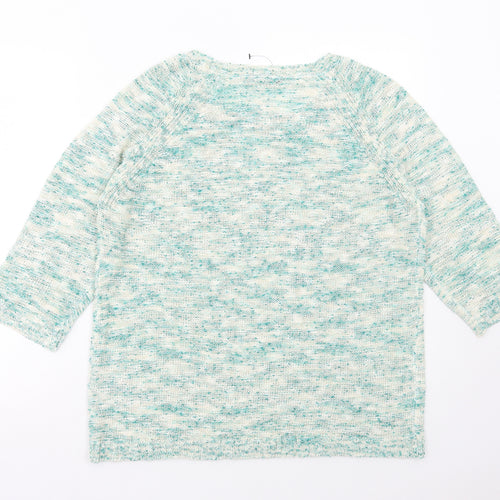 Bonmarché Womens Green Round Neck Geometric Polyamide Pullover Jumper Size L
