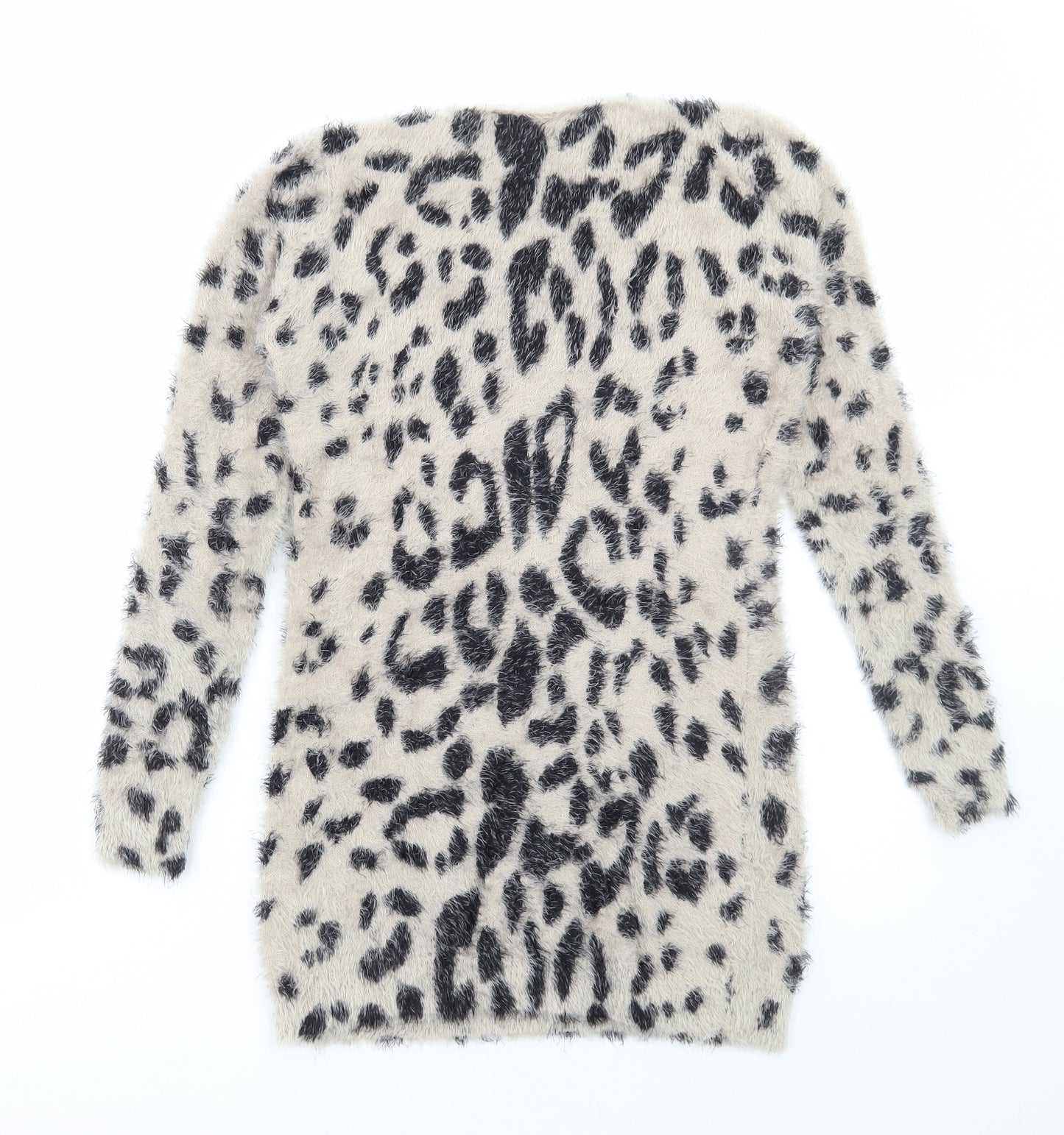 Krisp Womens Brown V-Neck Animal Print Polyester Pullover Jumper Size M - Leopard Print