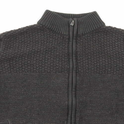 Marks and Spencer Mens Brown Collared Acrylic Full Zip Jumper Size M