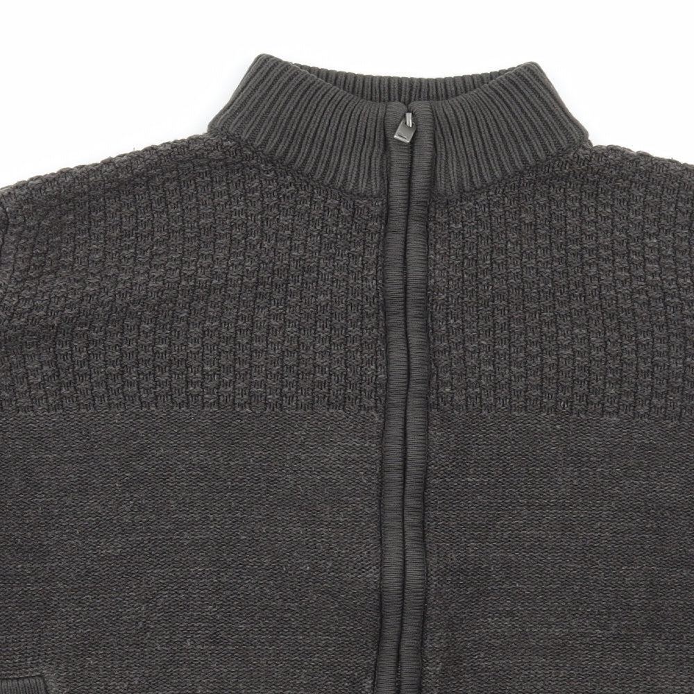 Marks and Spencer Mens Brown Collared Acrylic Full Zip Jumper Size M