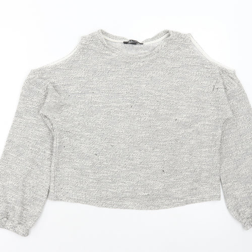 New Look Girls Grey Round Neck Polyester Pullover Jumper Size 12-13 Years Pullover - Cold Shoulder