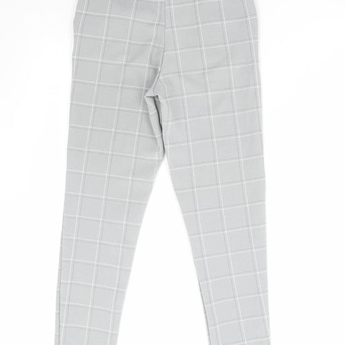 PRETTYLITTLETHING Womens Grey Check Polyester Jegging Leggings Size 4 L27 in