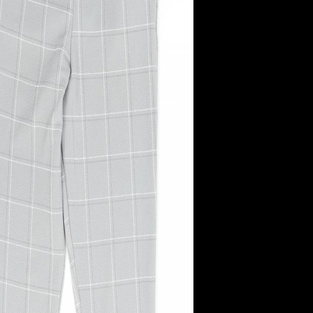 PRETTYLITTLETHING Womens Grey Check Polyester Jegging Leggings Size 4 L27 in
